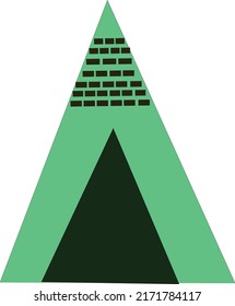 Two black ang green solid and outline Egypt piramids silhouettes