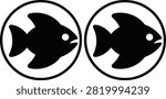 Two black angelfish icons facing opposite directions