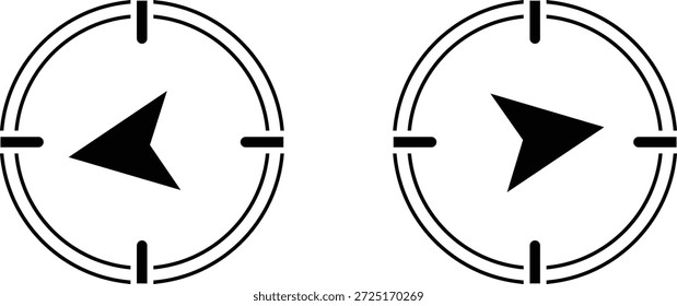 Two black arrow pointing left and right within circular targets circle direction