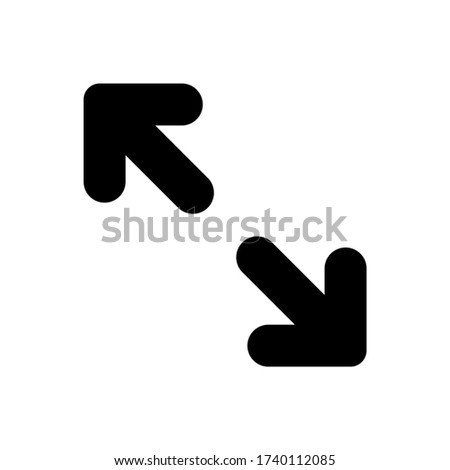 Two black Arrows diagonally. Two Side Icon. Black arrows icon. Arrow sign. 2 arrow isolated on white background.