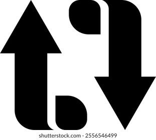 Two black arrows pointing in opposite directions illustrate the concept of data exchange and two way communication, representing the flow of information in digital networks