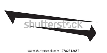 Two black arrows pointing in opposite directions isolated on white background, creating a sense of movement, direction, and opposition in a simple yet effective design