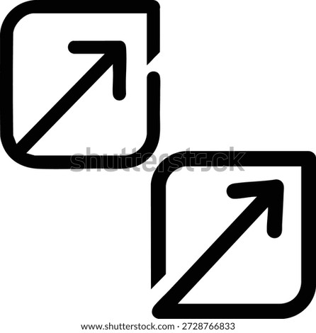 Two black arrows pointing up and right in square boxes simple icons