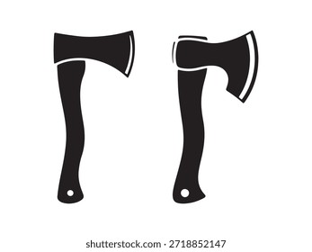 Duas silhuetas de machado preto em um fundo branco machado ferramenta cortar madeira