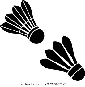 Dos volantes de bádminton negro sobre fondo blanco