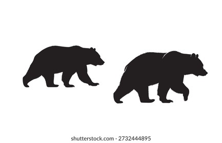 Dos siluetas de oso negro caminando lado a lado contra un fondo blanco