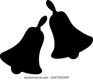 Two Black Bells Silhouette on White Background