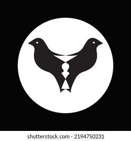 Two black bird animal logo design 