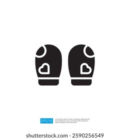 Two Black Boxing Gloves With Heart Design On A White Backgrounds