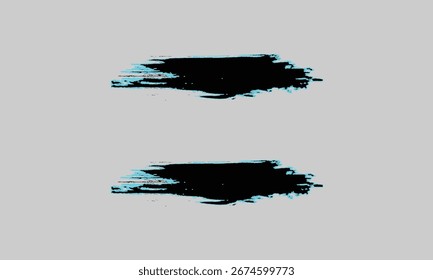 Dos pinceladas negras con acentos azul claro sobre fondo gris abstracto