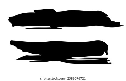 Two black brush strokes. On a transparent white background. Great for design combinations on banners and flyers.