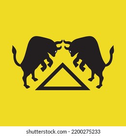 Two black bull animal vector logo 