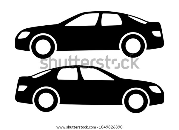 Two Black Car Silhouettes On White Stock Vector (Royalty Free) 1049826890