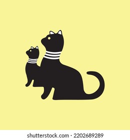 Two black cat animal logo 