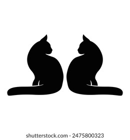 Two black cat animal vector logo design