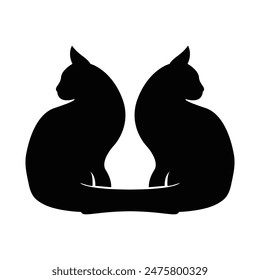 Two black cat animal vector logo design