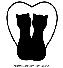 Two black cat in a heart