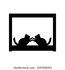Two black cat logo design 