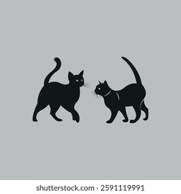 Two Black Cat Silhouettes Design