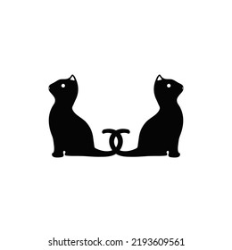 Two Black Cats Animal Logo 