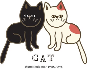 Two black cats and two calico cats