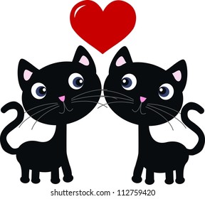 two black cats in love