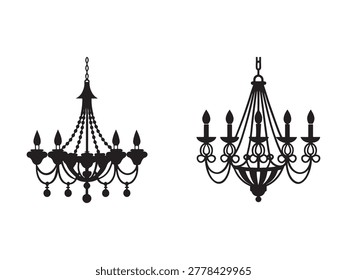 Two black chandeliers with multiple lights and decorative elements hanging from ceiling elegant lighting fixtures home decor