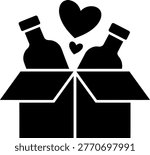 Two black chess kings embracing with hearts icon illustration