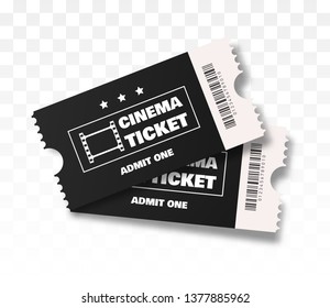 Two black Cinema tickets vector illustration.