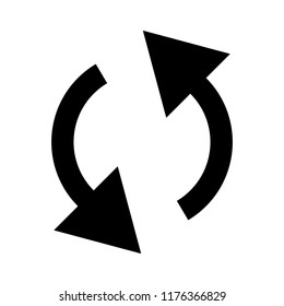 Two black circular arrows on a white