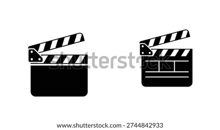 Two black clapboard icons, distinctly presented as a strong, graphic silhouette style.