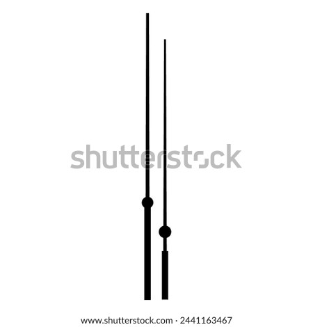 Two Black Clock Hands Icons, Hour And Minute, Isolated On White Background. Vector Illustration
