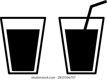 Two black coffee cups with and without straw