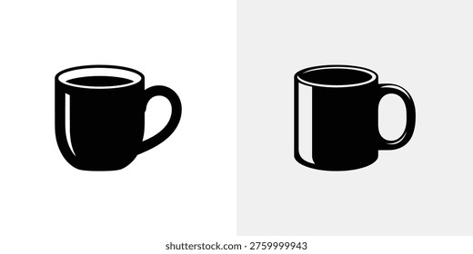 Two black coffee mugs on white background black mug