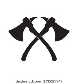 Two black crossed axes on a white background