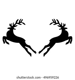 Two black deer on a white background.