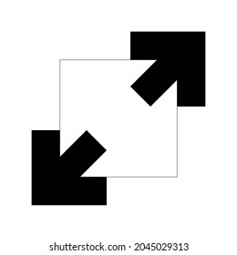 Two black diagonal arrows. Maximizing the window. Vector illustration.