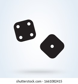 Two Black Dice cube icon logo. Vector symbol illustration