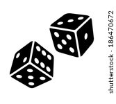 Two Black Dice Cubes on White Background. Vector