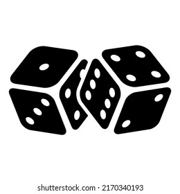 Two Black Dice Cubes on White Background. icon Vector illustration. Two dice to gamble for casino apps and websites