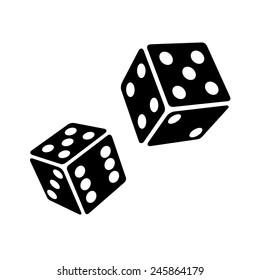 Two Black Dice Cubes on White Background. Vector Illustrations