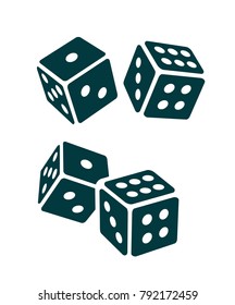 Two Black Dice Cubes on white background. Vector