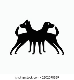 Two black dog logo design 