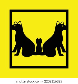 Logo de dos vectores de perros negros 