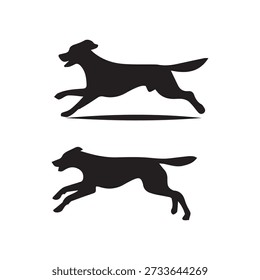 Two black dogs running fast motion energetic playful animal illustration pet sport companion loyalty