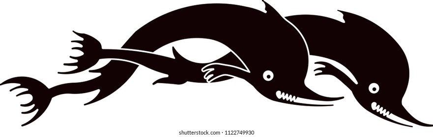 two black dolphins
