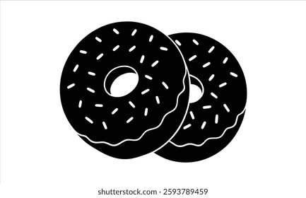 Two Black Donuts with White Sprinkles