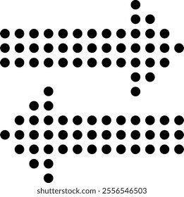 Two black dotted arrows pointing in opposite directions symbolize opposing forces, choices, and the two way exchange of information, illustrating conflict and decision making dynamics