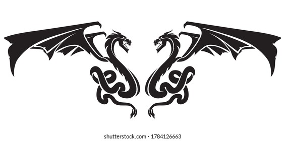 Two Black Dragons Design Emblem