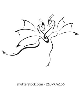 Two black dragons, vector illustration